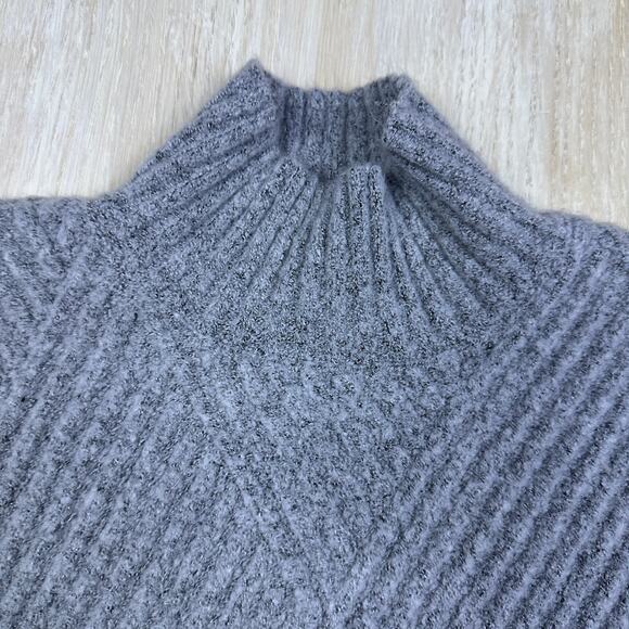 Lulus Gray Meeting Friends Ribbed Mock Neck Knit Cozy Pullover Sweater Small - Picture 3 of 14